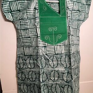 Green Patterned Kids Dress